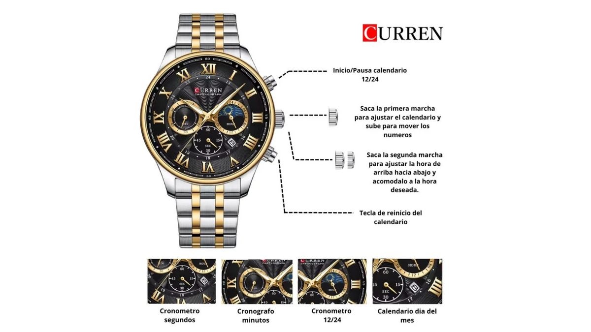 Reloj Curren 8427 Plateado/Dorado - Metálico de Hombre