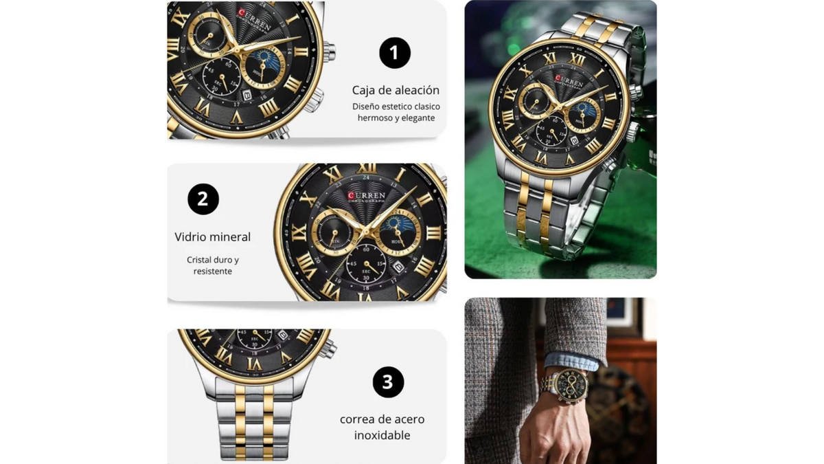 Reloj Curren 8427 Plateado/Dorado - Metálico de Hombre
