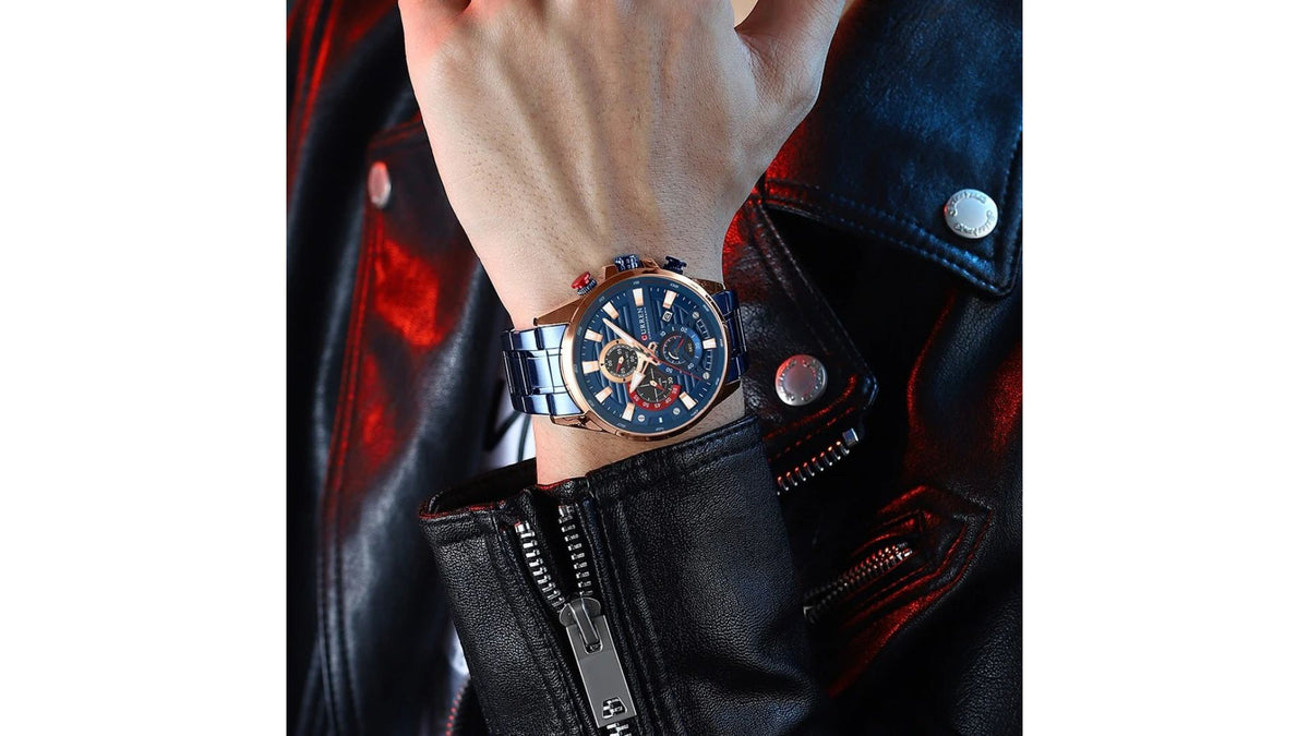 Reloj Curren 8415 Azul/Oro Rosa - Metálico de Hombre