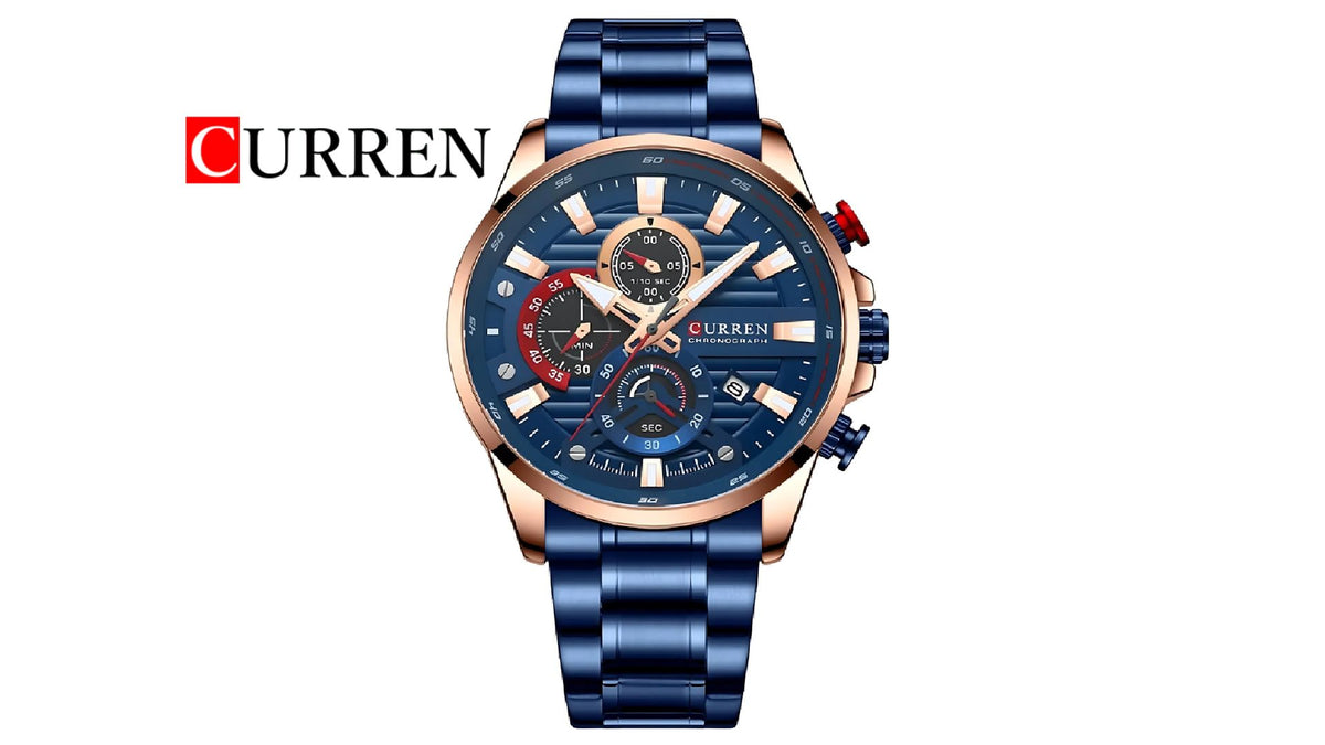 Reloj Curren 8415 Azul/Oro Rosa - Metálico de Hombre