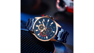 Reloj Curren 8415 Azul/Oro Rosa - Metálico de Hombre