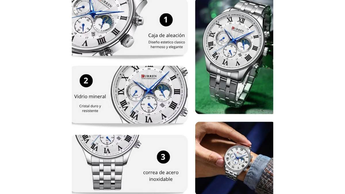 Reloj Curren 8427 Plateado - Metálico de Hombre