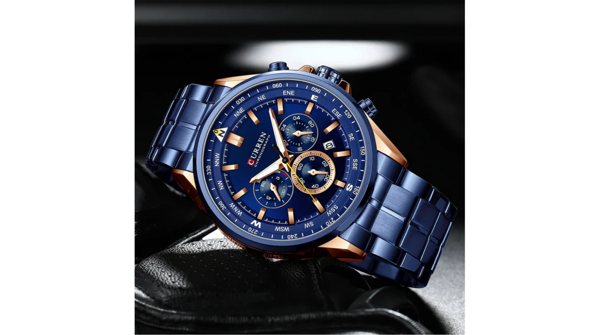 Reloj Curren 8399 Azul/Oro Rosa - Metálico de Hombre