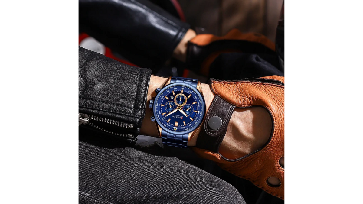 Reloj Curren 8399 Azul/Oro Rosa - Metálico de Hombre