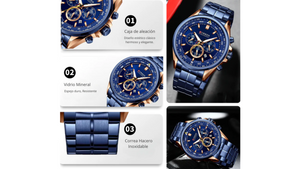 Reloj Curren 8399 Azul/Oro Rosa - Metálico de Hombre