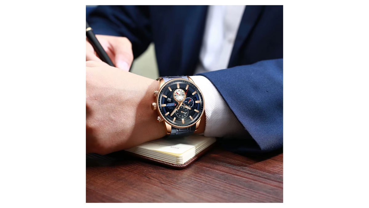 Reloj Curren 8362 Azul/Oro Rosa - Metálico de Hombre