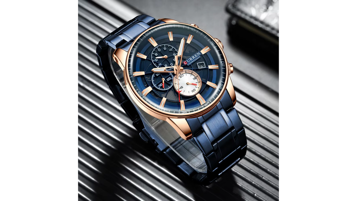 Reloj Curren 8362 Azul/Oro Rosa - Metálico de Hombre
