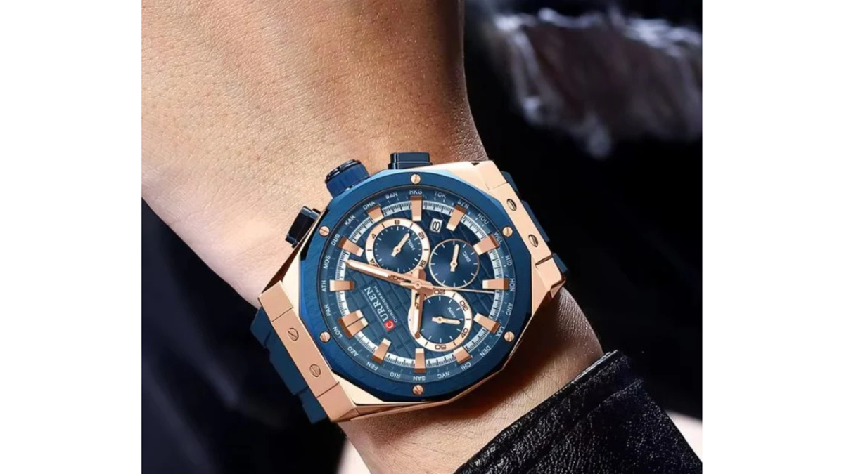 Reloj Curren 8462 Azul/oro rosa Plástico de Hombre