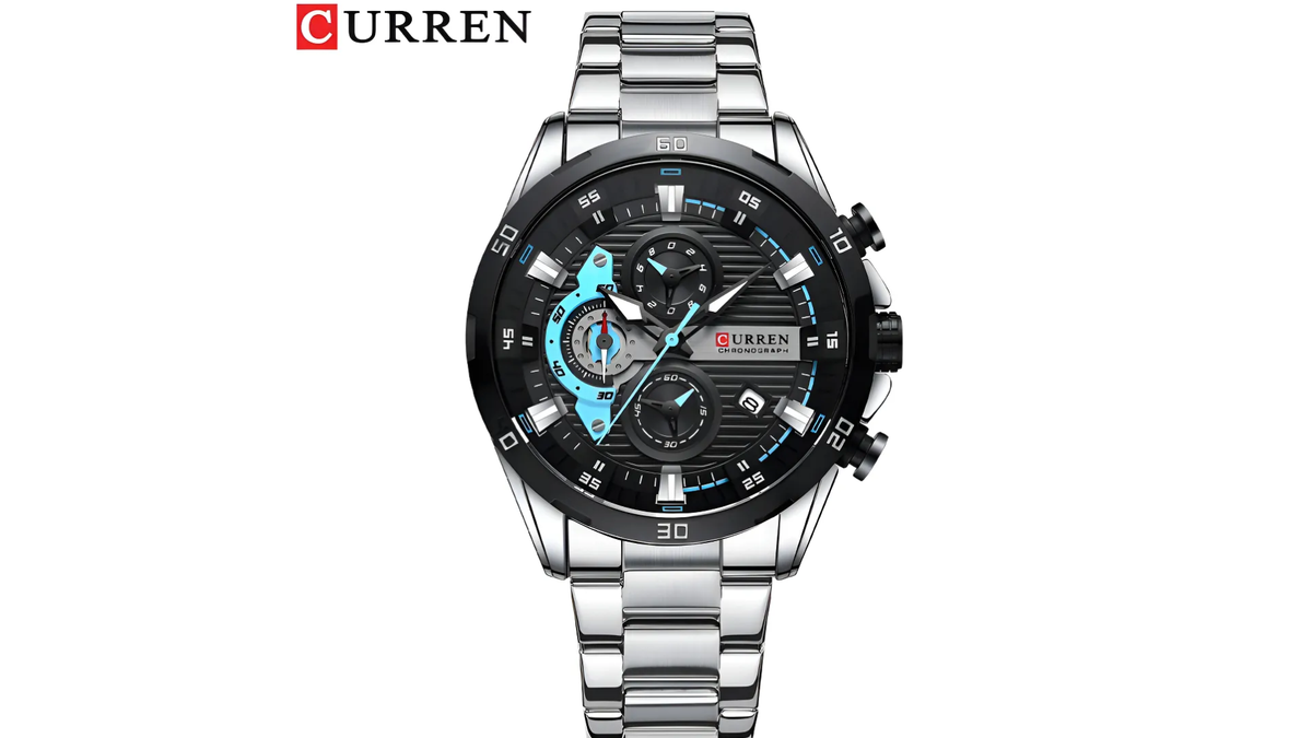 Curren 8402 Plateado/Azul - Metálico de Hombre