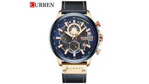 Reloj Curren 8380 Azul/Oro Rosa - Cuero de Hombre