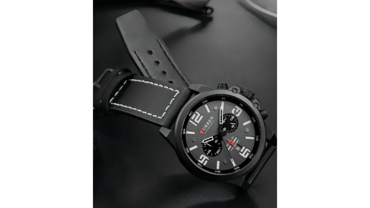 Reloj Curren 8314 Negro/Blanco - Cuero de Hombre