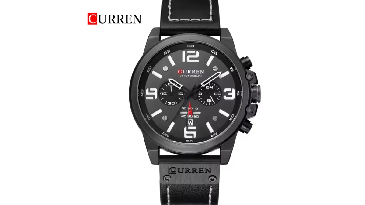 Reloj Curren 8314 Negro/Blanco - Cuero de Hombre
