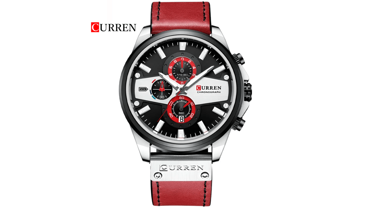 Reloj Curren 8394 Rojo/Negro - Cuero de Hombre
