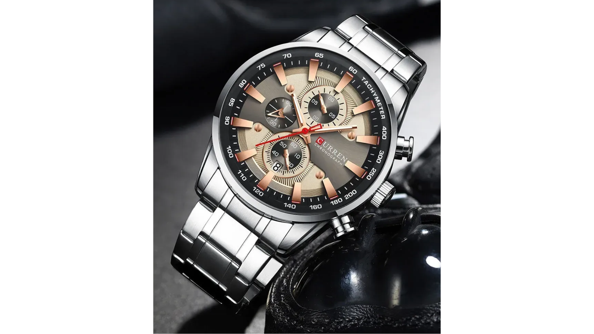 Reloj Curren 8351 Plateado/Negro/Oro Rosa - Metálico de Hombre