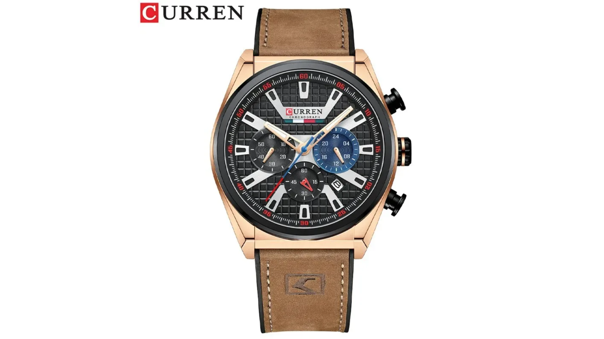 Reloj Curren 8392 Café/Oro Rosa - Cuero de Hombre