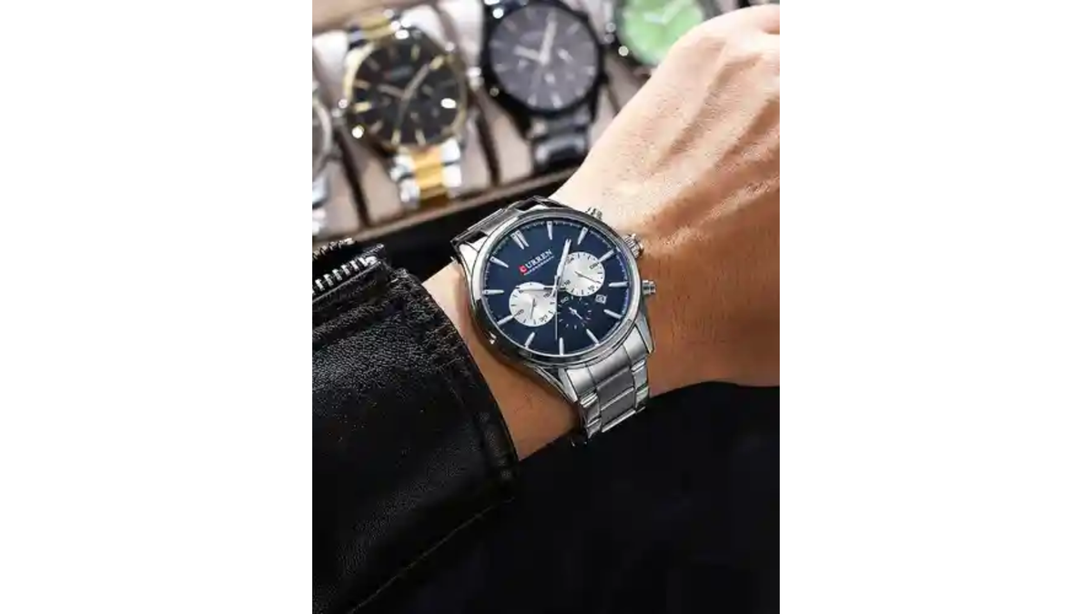 Reloj Curren 8446 Plateado/Azul - Metálico de Hombre