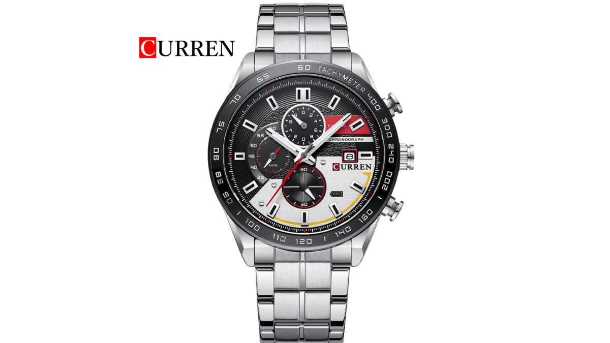 Reloj Curren 8410 Plateado/Negro - Metálico de Hombre