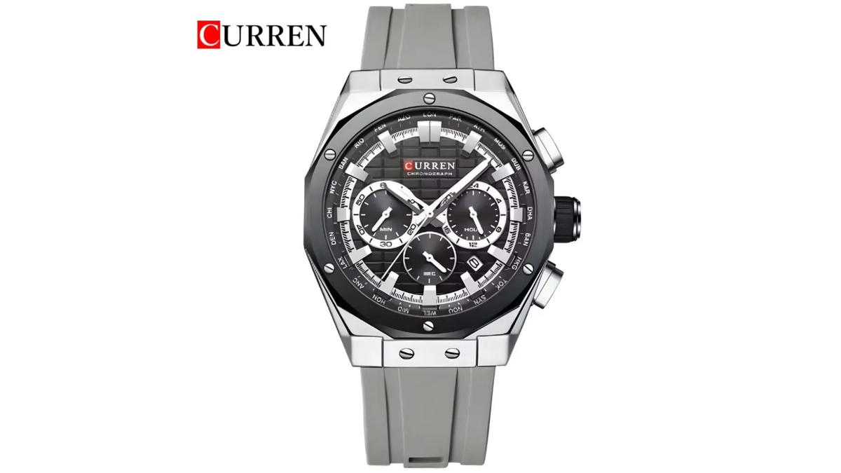 Reloj Curren 8464 Gris/Negro - Goma de Hombre