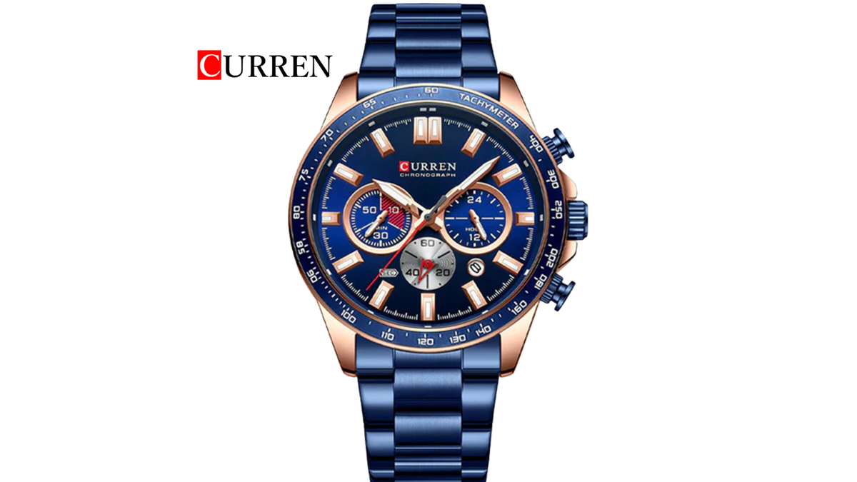 Reloj Curren 8418 Azul/Oro Rosa - Metálico de Hombre