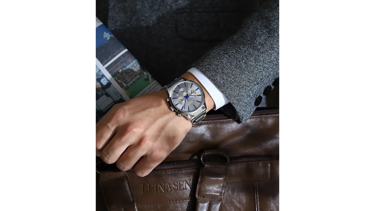 Reloj Curren 8435 Plateado/Azul - Metálico de Hombre