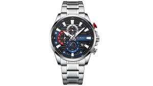 Reloj Curren 8415 Plateado/Azul fondo Negro Metalico de Hombre