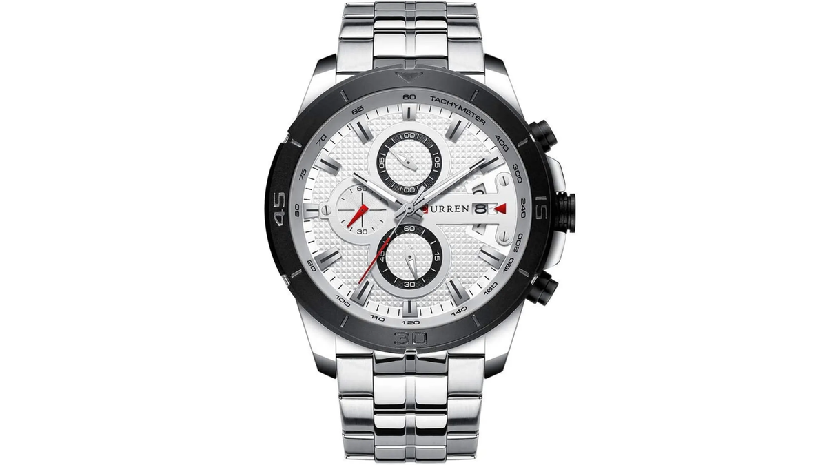 Reloj Curren 8337 Plateado/Negro - Fondo blanco