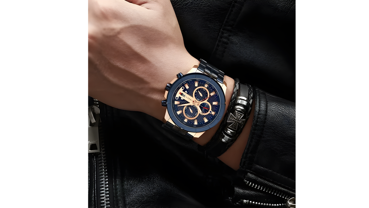Reloj Curren 8337 Azul/Oro Rosa Metalico de Hombre
