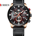 Reloj Curren 8346 Negro/Oro Rosa - Cuero de Hombre