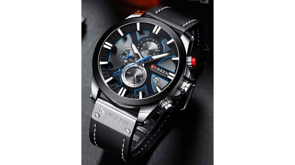 Reloj Curren 8346 Negro/Plateado - Cuero de Hombre