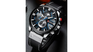 Reloj Curren 8346 Negro/Plateado - Cuero de Hombre
