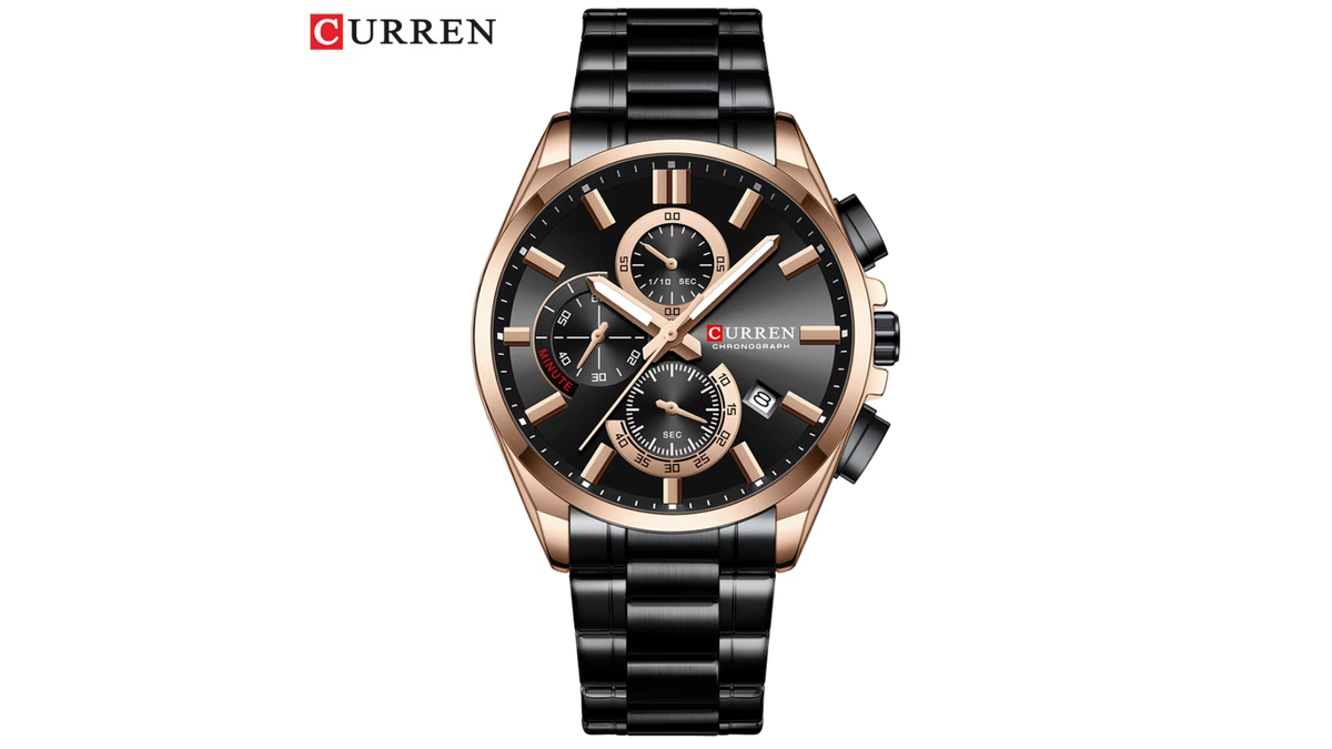 Reloj Curren 8475 Negro Cobrizado/Oro rosa fondo Negro metalico de Hombre
