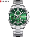 Reloj Curren 8475 Plateado Fondo Verde Metalico de Hombre