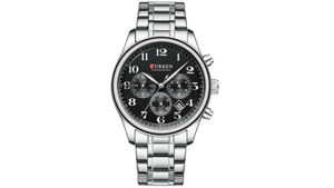 Reloj Curren 8466 Plateado/Fondo Negro Metalico de Hombre