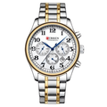 Reloj Curren 8466 Plateado/Dorado Fondo Blanco Metalico de Hombre
