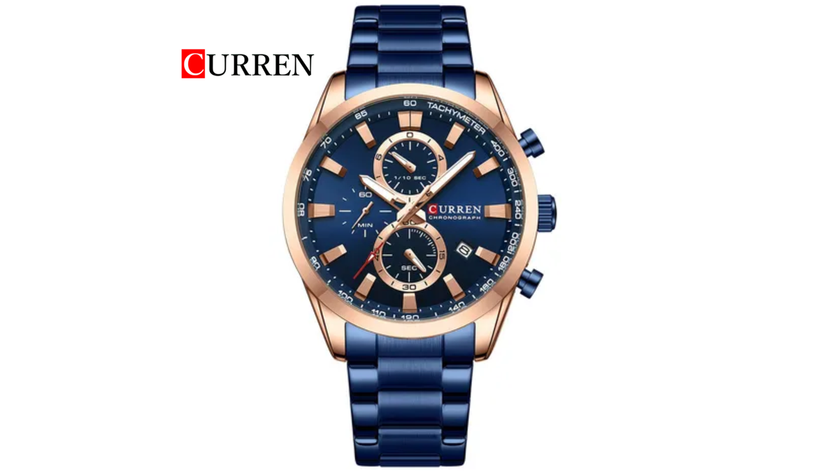 Reloj Curren 8445 Azul/Oro Rosa - Metálico de Hombre