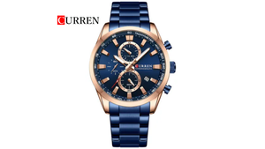 Reloj Curren 8445 Azul/Oro Rosa - Metálico de Hombre
