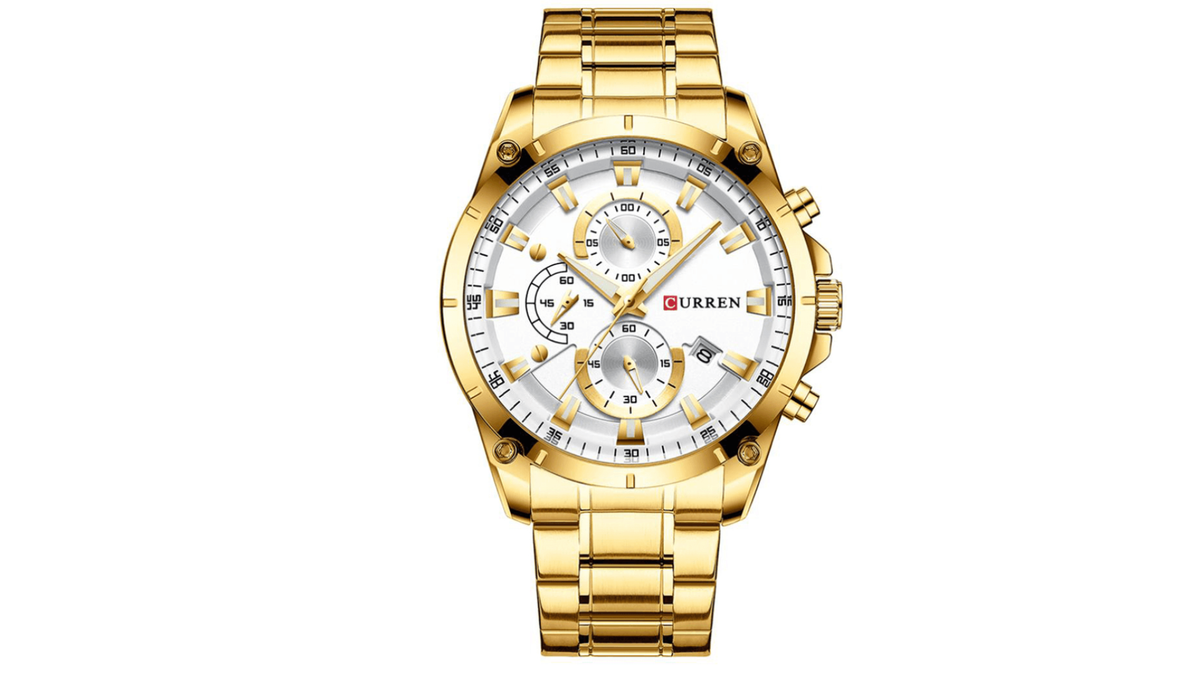 Reloj Curren 8360  Dorado - Bisel Blanco Metalico de Hombre