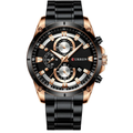Reloj Curren 8360 Negro/Oro Rosa Fondo Negro Metalico de Hombre