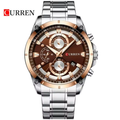Reloj Curren 8360  Plateado - Bisel Oro Rosa/Café  Metalico de Hombre