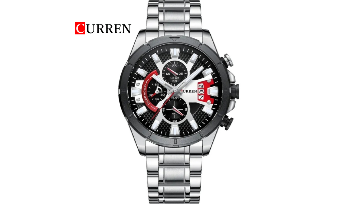 Reloj Curren 8401 Plateado/Negro - Metálico de Hombre