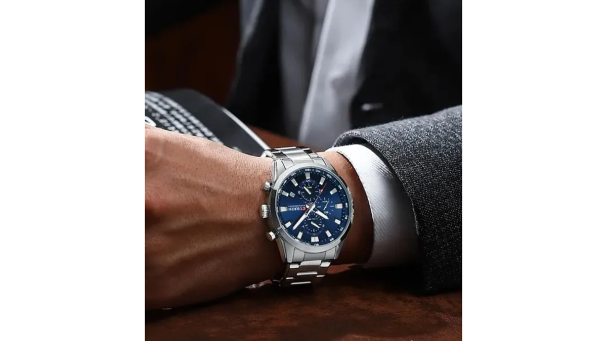 Reloj Curren 8445 Plateado/Azul - Metálico de Hombre