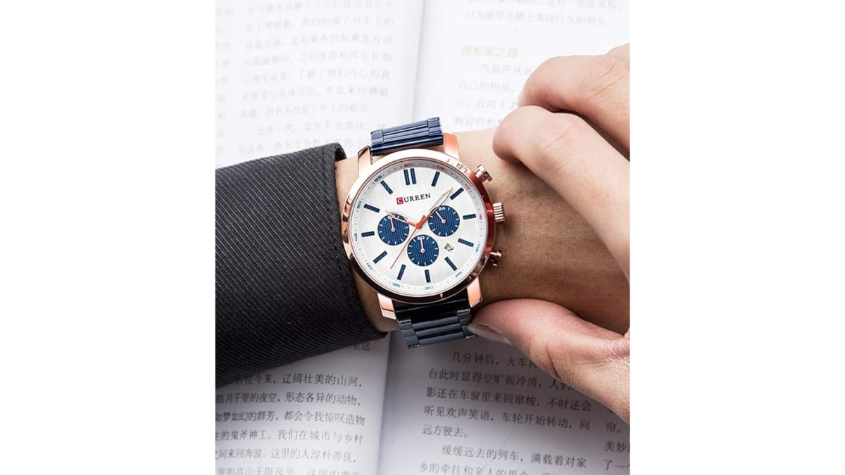 Reloj Curren 8315 Azul/Oro Rosa/Plateado - Metálico de Hombre