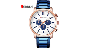 Reloj Curren 8315 Azul/Oro Rosa/Plateado - Metálico de Hombre