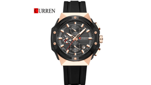 Reloj Curren 8462 Negro/Oro Rosa - Silicona de Hombre