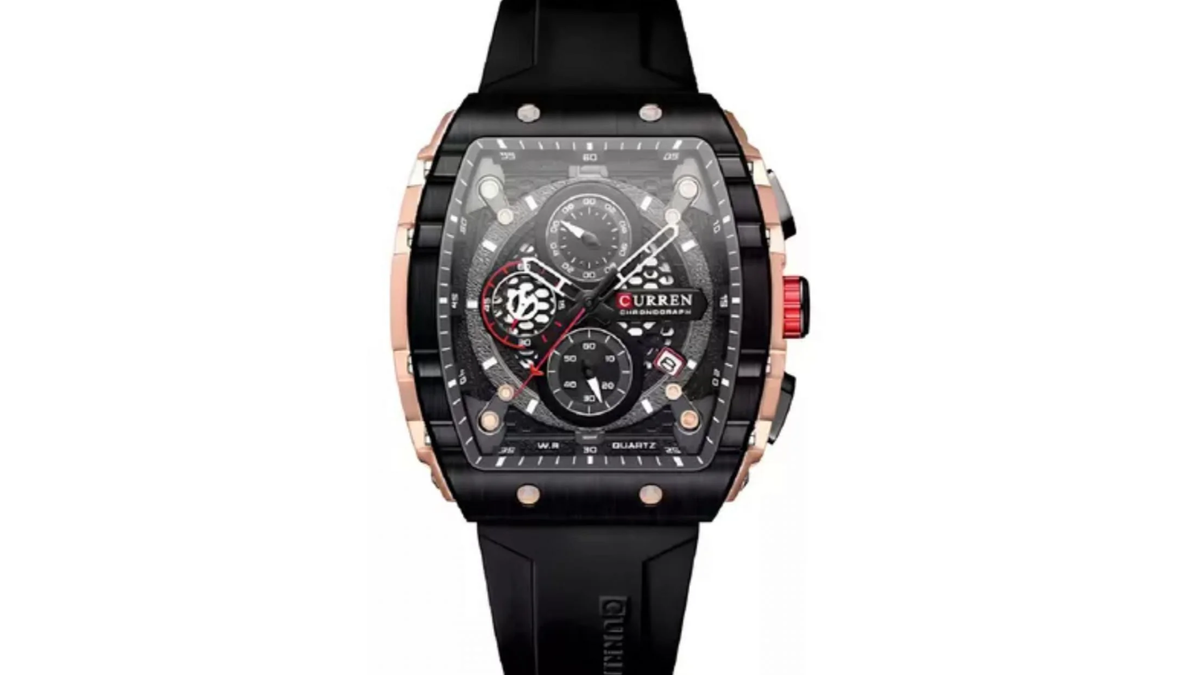 Reloj Curren 8442 Negro/Oro Rosa Plastico de Hombre