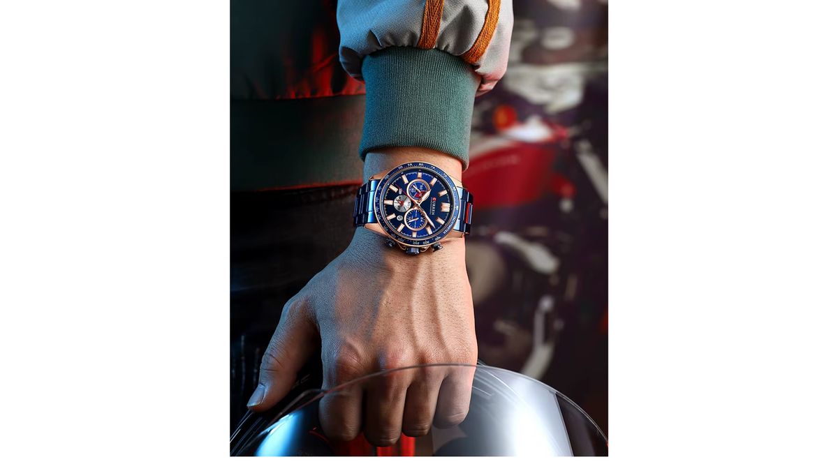 Reloj Curren 8418 Azul/Oro Rosa - Metálico de Hombre